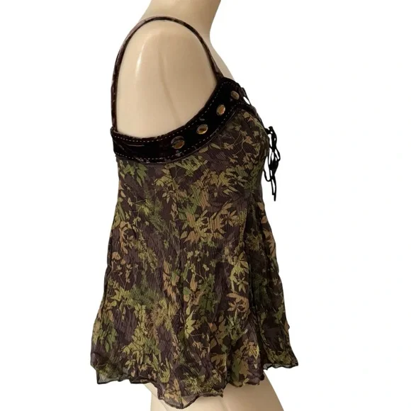 REBE Size 6 Boho Velvet Trim Camisole Tank - Picture 11 of 12